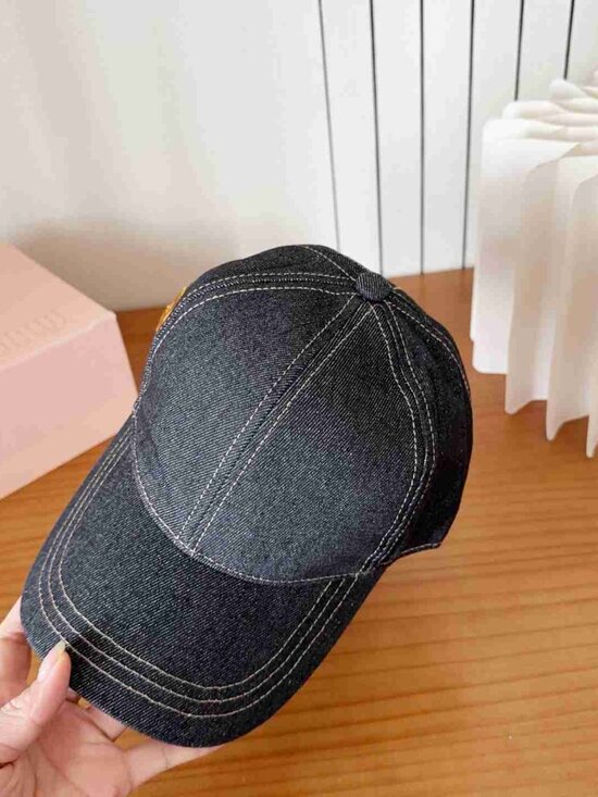 Miu Miu Black Denim Logo Baseball Cap display picture 3